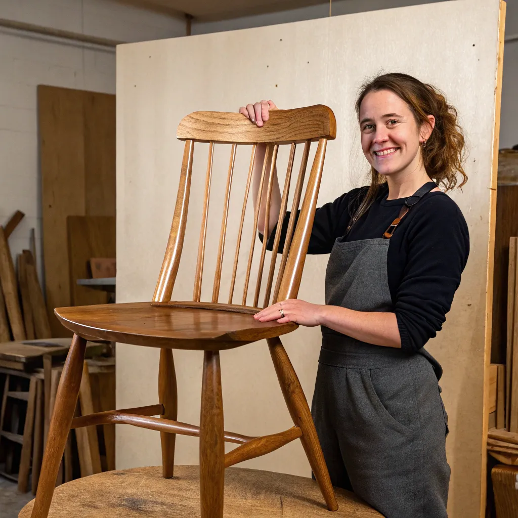 Emma Davis with her completed chair